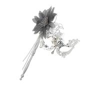 Vdaxvme Demi-visage en métal avec fleur et strass pour femme pour Halloween, cosplay, bal de fin d'année