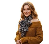 Vdaxvme Écharpe imprimée léopard en polyester léger polyvalent accessoire pour femme imprimé léopard léger, gris, taille unique