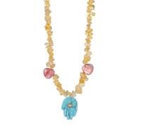 Vdaxvme Élégant collier main de Fatma symbolisant la protection et la chance dans un ton élégant avec des pierres naturelles robustes, 4247cm, Pierre naturelle