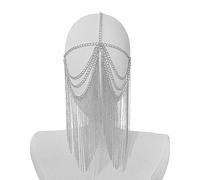 Vdaxvme Élégant masque de mascarade en métal Danz Face Chain Bijoux Gothique Punk Tassels Chaîne de tête Masque pour fête et remise de diplôme