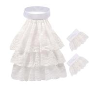 Vdaxvme Ensemble col et poignets en dentelle style jabot victorien à volants pour Halloween, col à volants coloniaux