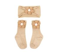 Vdaxvme Ensemble de chaussettes à tricoter pour bébé de 0 à 3 ans avec bandeau élastique doux et antidérapant