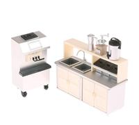 Vdaxvme Ensemble de meubles de maison de poupée 5 pièces avec machine à glace miniature et comptoir à boissons Cafetière pour enfants Jeu éducatif Maison de poupée Miniature Supermarché Modèle