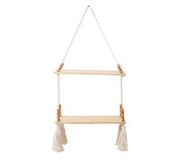 Vdaxvme Étagère en bois à suspendre en macramé avec pompons - Étagère flottante élégante pour décoration de salon