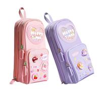 Vdaxvme Grande trousse à crayons grande capacité avec 3 compartiments pour stylos, marqueurs, stylos pour étudiants et adolescents, Avec cône, 9.5*6.5*21CM