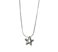 Vdaxvme Korea Ins Collier en forme d'os de serpent à cinq branches avec lettres creuses et étoile Style rétro doux et cool Bijoux simples assortis Acier titane Oxyde de zirconium