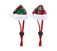 Vdaxvme Lot de 2 chapeaux de Père Noël à carreaux pour chien et chat