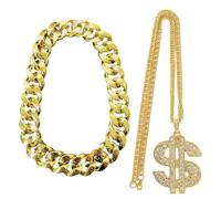 Vdaxvme Lot de 2 colliers élégants en or pour femme, style hip-hop, collier de rappeur pour homme et femme, 60cm, CCB, Zircone cubique