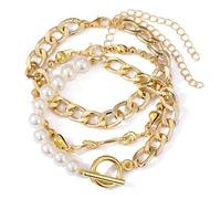 Vdaxvme Lot de 3 bracelets à perles élégants, structure en alliage réglable, adapté pour un look tendance, chaîne réglable, taille unique, comme décrit