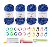 Vdaxvme Lot de 4 pelotes de fil à crochet en peluche pour projet de crochet, couverture douce pour bébé, avec aiguille à gros chas et fil à tricoter en peluche