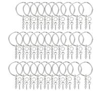 Vdaxvme Lot de 50 porte-clés multifonctions avec chaînes, anneaux ouverts et vis argentées, goupilles à œil pour artisanat, breloques, bijoux, fabrication, taille unique, comme décrit