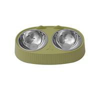 Vdaxvme Lot de gamelles doubles pour petits chiens, nourriture et eau en acier inoxydable, gamelle inclinée pour chats, distributeur de nourriture pour animaux de compagnie avec support, double