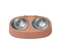 Vdaxvme Lot de gamelles doubles pour petits chiens, nourriture et eau en acier inoxydable, gamelle inclinée pour chats, distributeur de nourriture pour animaux de compagnie avec support, double
