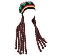 Vdaxvme Perruques drôles tricotées dreadlocks chapeau pour femmes hommes perruques tressées à la main crochet sans bord pull couvre-chef fête multicolore