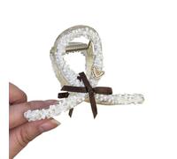 Vdaxvme Pince à cheveux avec pince à cheveux - Pince à cheveux mignonne - Nœud marron - Barrettes à perles - Pour fille
