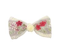 Vdaxvme Pince à cheveux brodée avec nœuds en forme de fleur - Style chinois - Pince à cheveux pour femme - Barrettes antidérapantes