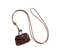 Vdaxvme Pochettes vintage en cuir robuste pour ranger les écouteurs et les pièces de monnaie - Petits modèles longs pour femmes à la mode, Motif vache marron, 3.5*5.5cm 7*8cm
