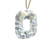 Vdaxvme Porte-cartes tendance en forme d'aile angélique en peluche avec motifs élégants en dentelle, portable pour étudiants et créatifs, bleu, 12.5CM16CM