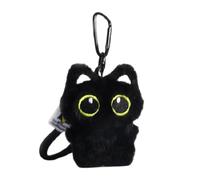 Vdaxvme Porte-clés en peluche chat noir adorable animal porte-monnaie accessoire unique pendentif à suspendre pour femme, Chat noir aux gros yeux, 9.5 7.5