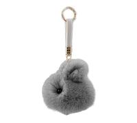 Vdaxvme Porte-clés mignon en forme de boule de poils de lapin, décoration de sac à dos, bijoux pour femmes et filles, porte-clés lapin, gris, taille unique