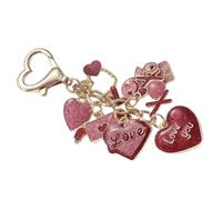 Vdaxvme Porte-clés moderne en forme de cœur à paillettes avec pompons papillon, pendentif de sac, pendentif de sac à main, qui ajoute une touche élégante à votre sac à main, c