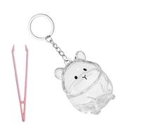 Vdaxvme Porte-clés souvenir miniature en poils d'animaux - Vitrine transparente - Portable - Fourrure de hamster - Rangement souvenir - Accessoires de décoration de la maison - Pendentif en poils