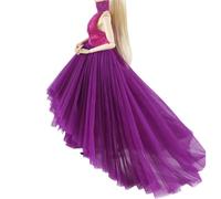 Vdaxvme Robe de Photographie de poupée 1/6, Tenue avec Robe, Purple | Robe de mariée à col haut, traîne en tulle superposée, affichage de collection, utilisation photographique, robe