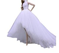 Vdaxvme Robe de Photographie de poupée 1/6, Tenue avec Robe, White | Robe de mariée à col haut, traîne en tulle superposée, affichage de collection, utilisation photographique, robe
