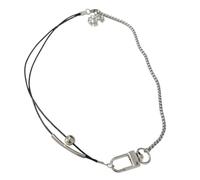 Vdaxvme Rock Black Rope Elbow Metal Buckle Splicing Necklace Retro Simple Clavicule Chain Cool Neck Chains Choker Club Jewelry, métal, oxyde de zirconium