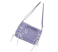 Vdaxvme Sac à bandoulière tendance translucide avec ruban noir Spacieux Vendeur intérieur Sacs unisexe Design Sac à bandoulière en nylon avec sangle réglable et nœuds, lilas