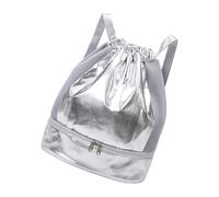 Vdaxvme Sac à dos de sport avec cordon de serrage - Séparation sèche et humide - Résistant à l'eau - Pour femme et homme - Séparation sèche et humide, Argenté., One Size