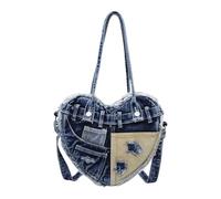 Vdaxvme Sac à main tendance pour femme - Grande capacité - En forme de cœur - En forme de cœur - Pour femme - Style rétro, bleu, One Size
