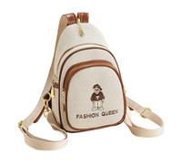 Vdaxvme Sac de poitrine unisexe tendance avec motif d'ours brodé, diverses options de transport, sacs à bandoulière pour activités de plein air, sac à bandoulière réglable avec broderie ours, marron