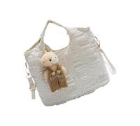 Vdaxvme Sac seau texturé avec pendentifs ornementaux, sac à bandoulière réglable, sac à bandoulière en polyuréthane, pratique pour un transport quotidien de luxe en polyuréthane texturé, blanc, One