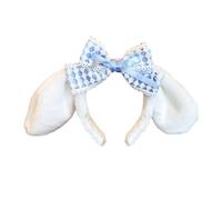 Vdaxvme Serre-tête avec nœuds en dentelle et oreilles en fourrure pour Halloween, Noël, cosplay et costume