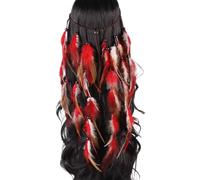 Vdaxvme Serre-tête coloré avec plumes et perles pour femme Style ethnique accrocheur Bohême Mariage Mariée