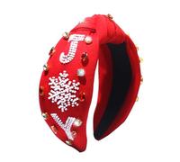 Vdaxvme Serre-tête de Noël avec perles colorées ornées de nœuds pour le yoga, le sport, Noël pour femme