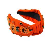 Vdaxvme Serre-tête noué d'Halloween amusant spectre avec citrouille, bandeau créatif pour maquillage