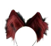Vdaxvme Serre-tête oreilles de loup pour filles - Accessoires de cosplay - Oreilles de bête - Noir - Fourrure pour bal masqué - Halloween - Cosplay