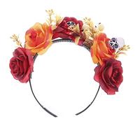 Vdaxvme Serre-tête tête de mort multicolore avec roses et fleurs pour Halloween