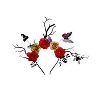 [Vdaxvme] Serre-tête unisexe en bois de bois de cerf pour célébration avec détails chauve-souris et branche noire