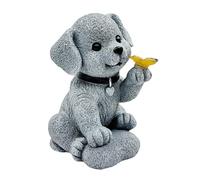 Vdaxvme Statue de jardin solaire pour chiens - Décoration de jardin - Lumières pour extérieur - Figurine de chien avec papillon - Cadeau d'anniversaire pour maman