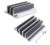 Vdaxvme Support vertical pour ordinateur portable avec 2 emplacements en aluminium - Largeur réglable - Pour téléphones portables et ordinateurs portables - Support pour ordinateur portable