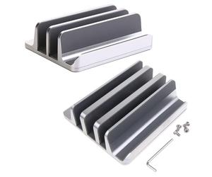 Vdaxvme Support vertical pour ordinateur portable avec 2 emplacements en aluminium - Largeur réglable - Pour téléphones portables et ordinateurs portables - Support pour ordinateur portable