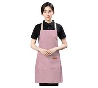 Vdaxvme Tablier de cuisine classique à rayures avec bande de cou réglable, en polycoton respirant pour cuisiner, cuire et griller, tablier pour personnel de restaurant