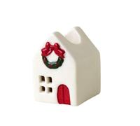 Vdaxvme Village de Noël Collectionneur Bougeoir en céramique à piles Décoration Festival Hiver Présentoir pour collectionneurs Céramique à piles