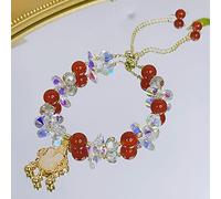 VDCVADKYE Accessoires pour bracelets, bracelets, Bracelet en agate rouge et cristal d'améthyste avec breloque lapin dorée, fermoir longue durée, réglable