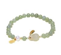 VDCVADKYE Accessoires pour bracelets, bracelets, Bracelet réglable en argent sterling avec breloque lapin en jade Hetian de 6 mm et perles de jade, 6 mois(Onecolor)