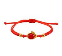 VDCVADKYE Accessoires pour bracelets, bracelets, Bracelet réglable Feng Shui avec breloque lapin en calcédoine multicolore et corde tressée 22 cm