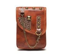 VDCVADKYE Sac à Dos Vintage Steampunk, Sac à bandoulière Steampunk, Sac en Cuir PU for Femme for Sacoche de téléphone Portable Vintage Gothique Punk(22 Brown)